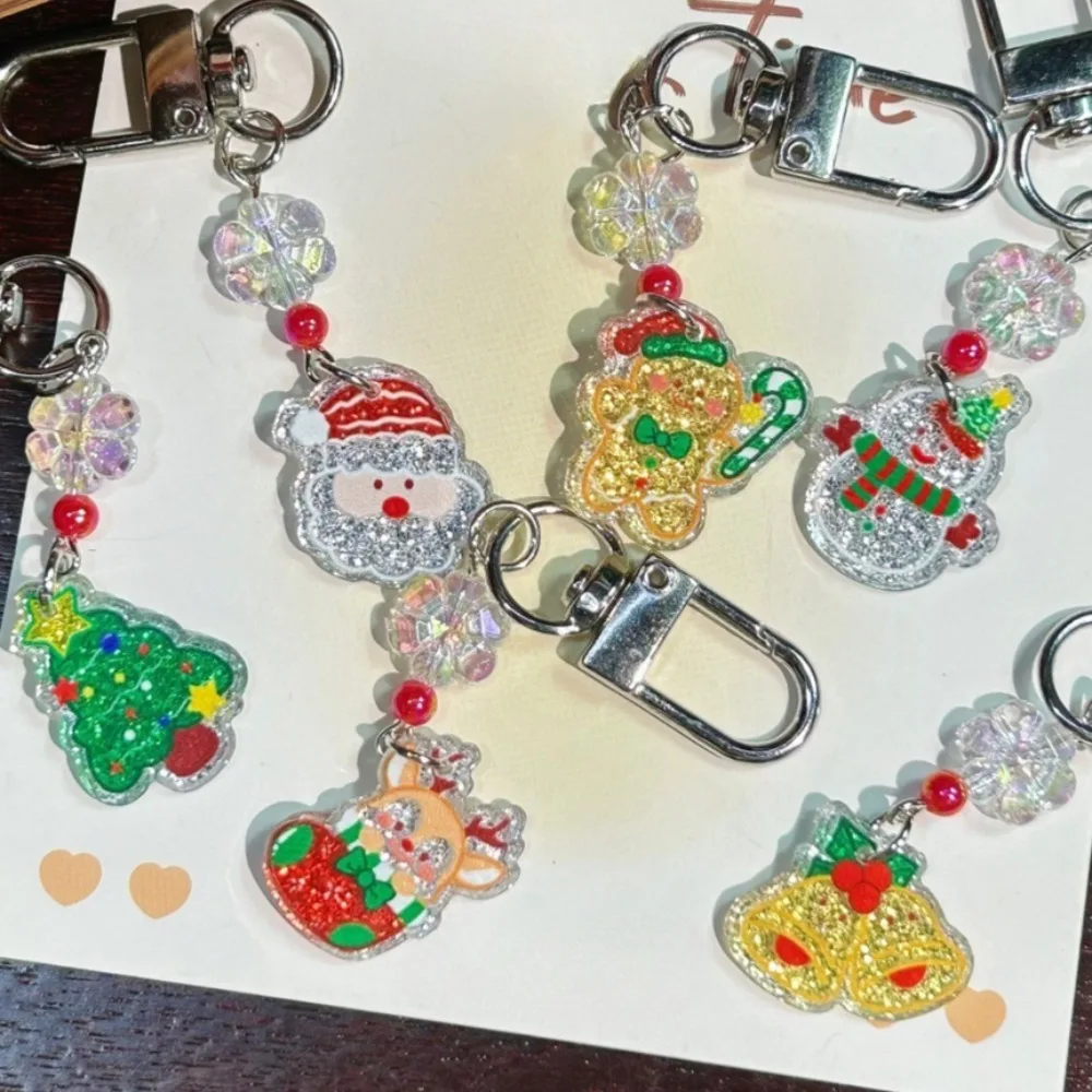 لطيف سانتا كلوز أحزمة هاتف المحمول الكرتون بريق شجرة عيد الميلاد قلادة الحبل سلاسل المفاتيح هدية الكريسماس المفاتيح 2026 #2