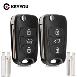 KEYYOU New Remote Key Shell For Hyundai I20 I30 IX35 I35 Accent Kia Picanto Sportage K5 3 Buttons Flip Folding Remote Key Case