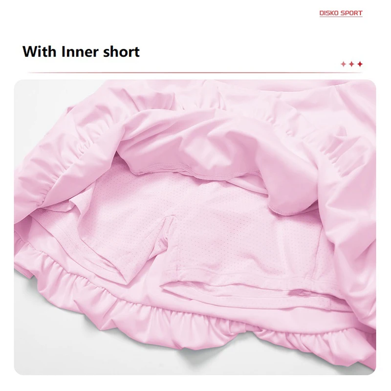 تنورة نسائية جديدة عالية الخصر للتنس تنورة قصيرة مطوي كشكش عتيقة تنورة يوجا للتنس للسيدات على شكل حرف a توتو Skorts مع شورت داخلي