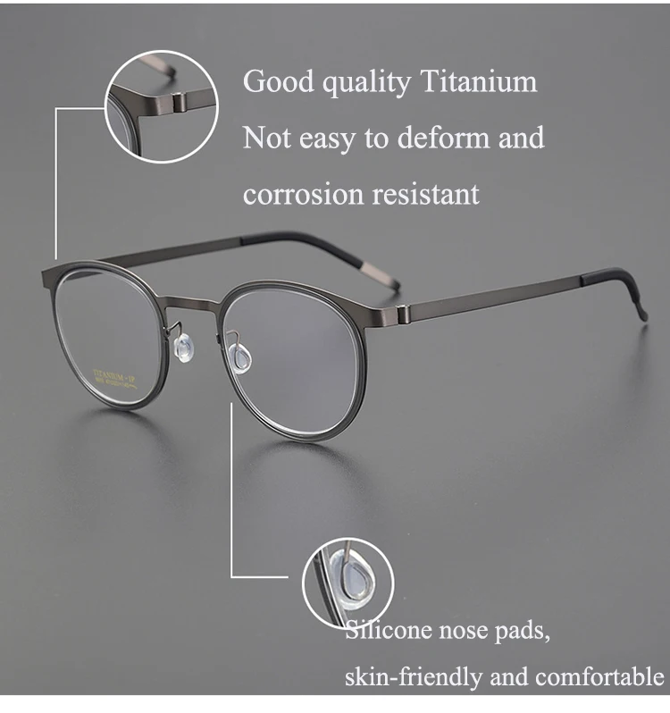 Bclear ultraleichte reine Titan Retro Männer Frauen Brille Rahmen Brillen runde Brillen Myopie verschreibung pflicht ige Brille Mode – Detail 3