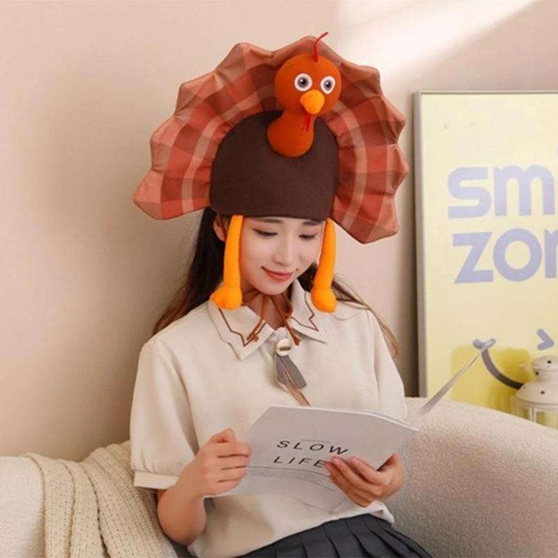 Adult Child Turkey Hat Thanksgiving Party Hat Halloween Role Play Cap Plush Hat