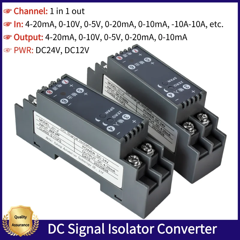 DC Signal Isolator Galvanic Converter Isolation 1 in 1 out 0-75mV 0-2000V -10 to 10A Analog Output Factory Supply