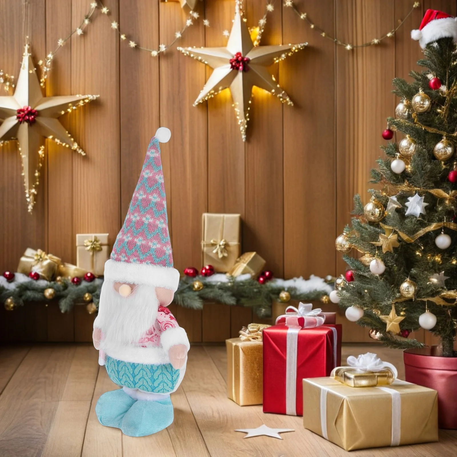 

Christmas Santa Claus Figure Telescopic 25.5 Inch Extendable Legs Holiday Table Decoration Xmas Party Supply Santa Claus Figure