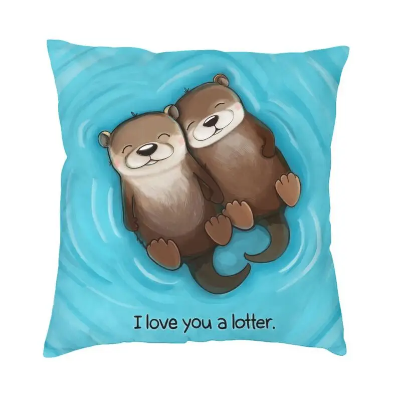 Kawaii Couple Otters Throw Pillow Cases Living Room Decoration Cute Otterly Cushions Cover for Sofa Square Pillowcase Dakimakura