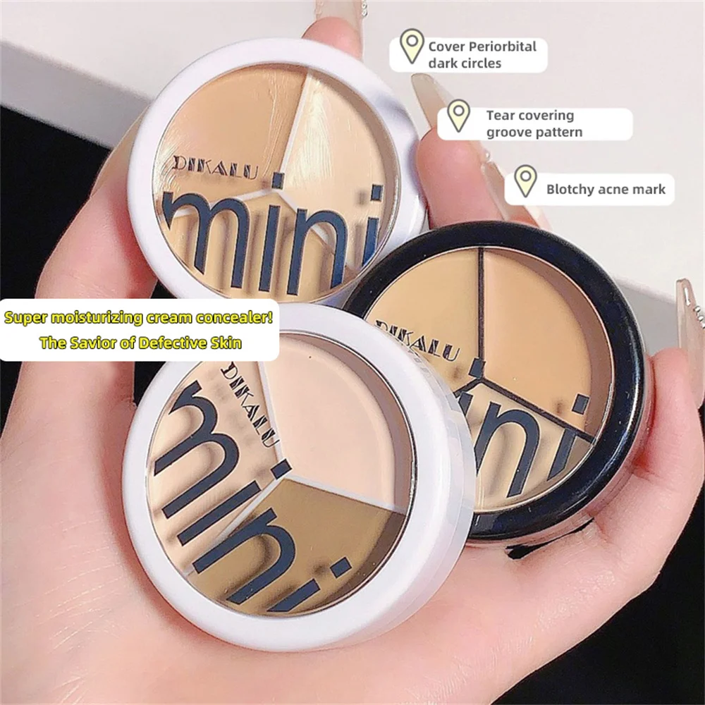 Moisturizing Contour Concealer Palette with Brush 3 Colors Full Coverage Acne Spot Dark Circles Concealer Cream Makeup Cosmetics