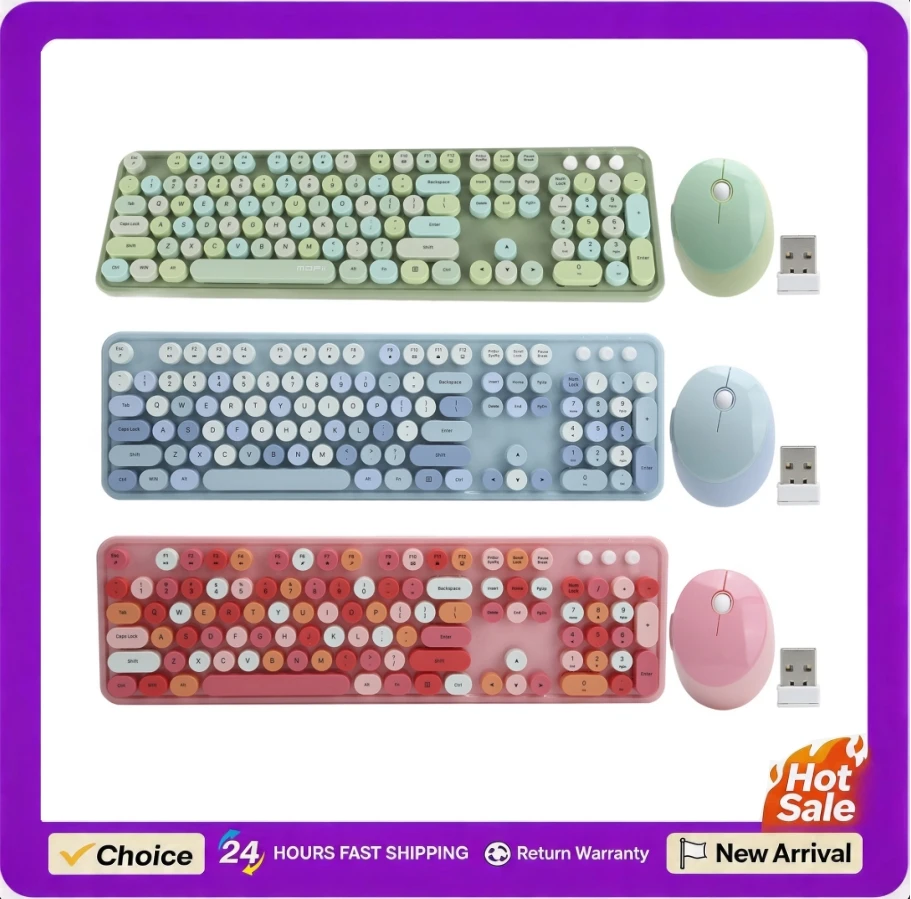 Wireless 104‑Key Keyboard Mouse Combo USB Drive Ergonomic Mechanical Hand Feel for Win XP/Win7/Win8/Win10 Computer Peripherals