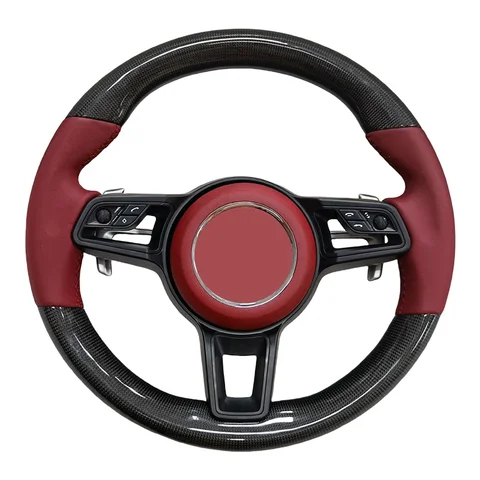 Universal Fit 스포츠 스티어링 휠 - 911/Cayman/718 모델용 탄소 섬유 및 Alcantara 하이브리드(빠른 설치)