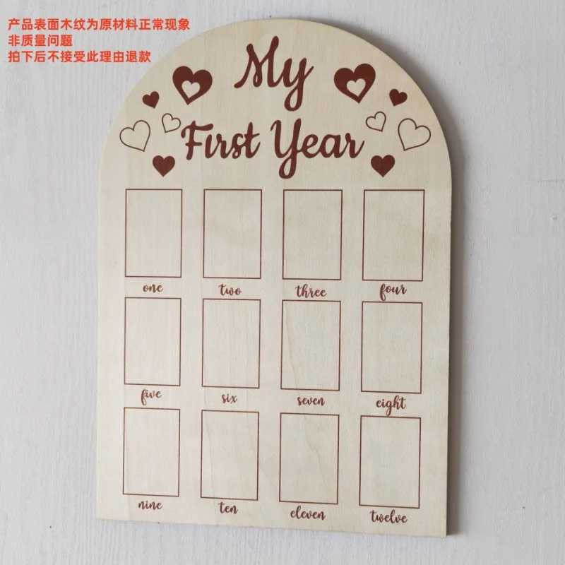 إطار صورة تذكاري خشبي للأطفال، تقويم شهري، لوحة عرض الصور، إطار صورة معلم لحديثي الولادة