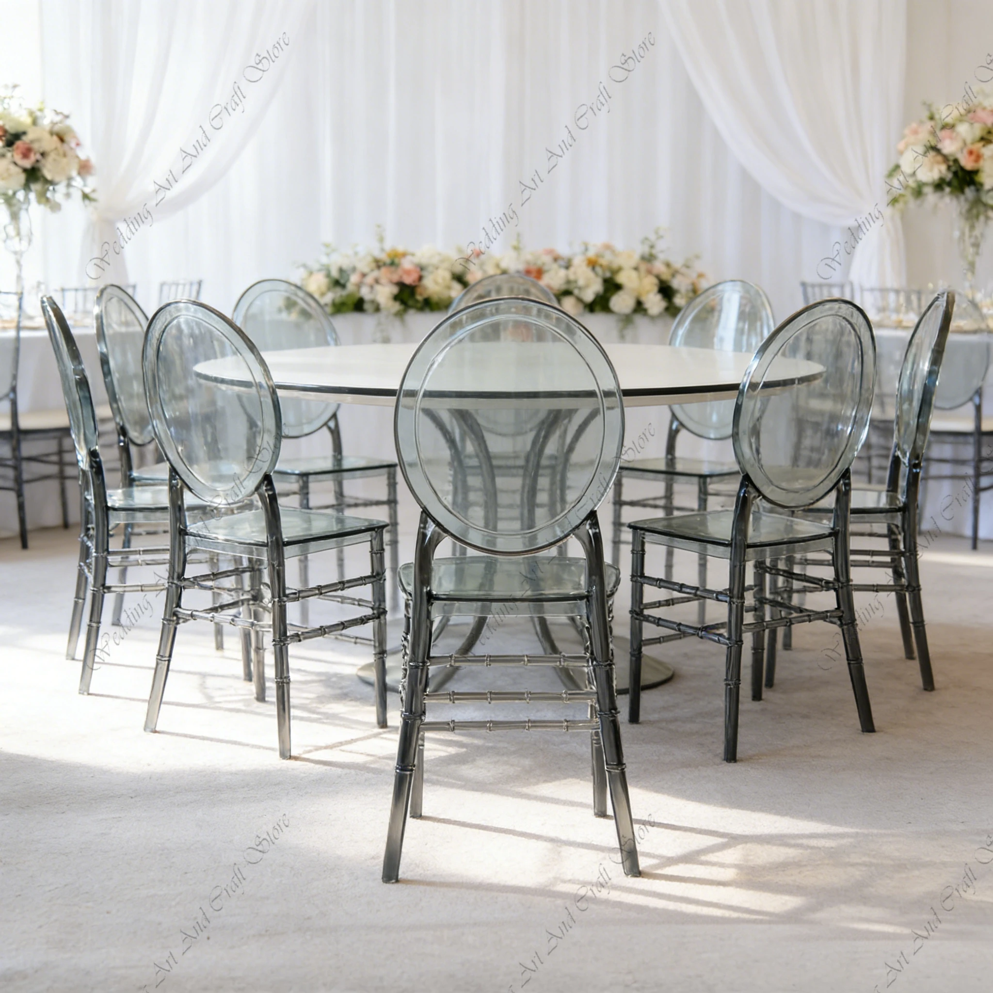 56 pcs f30 High Grade Acrylic Chair Smoke Color Plastic Fiber Transparent Wedding Chair Party Chairs for Decor Weddings ivy613