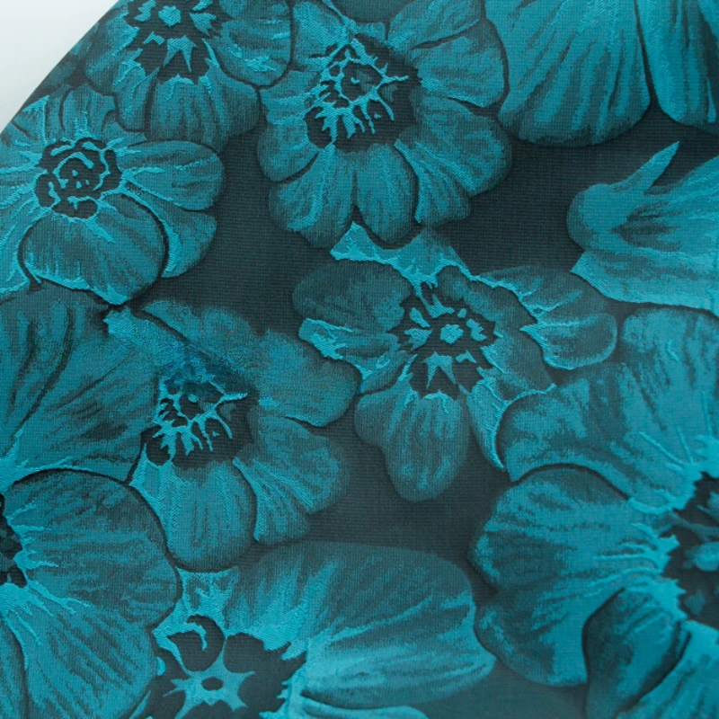 Fabric Wide 50cmx150cm Chemical Fiber Oil Painting Printing Bird Blue Rose Peony Embossed Jacquard DIY Suit Cheongsam Hanfu 1Pc