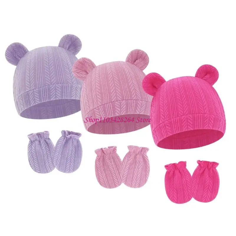 مجموعة قفازات محبوكة ناعمة مضادة للخدش للأطفال الرضع من عمر 0 إلى شهرين #2