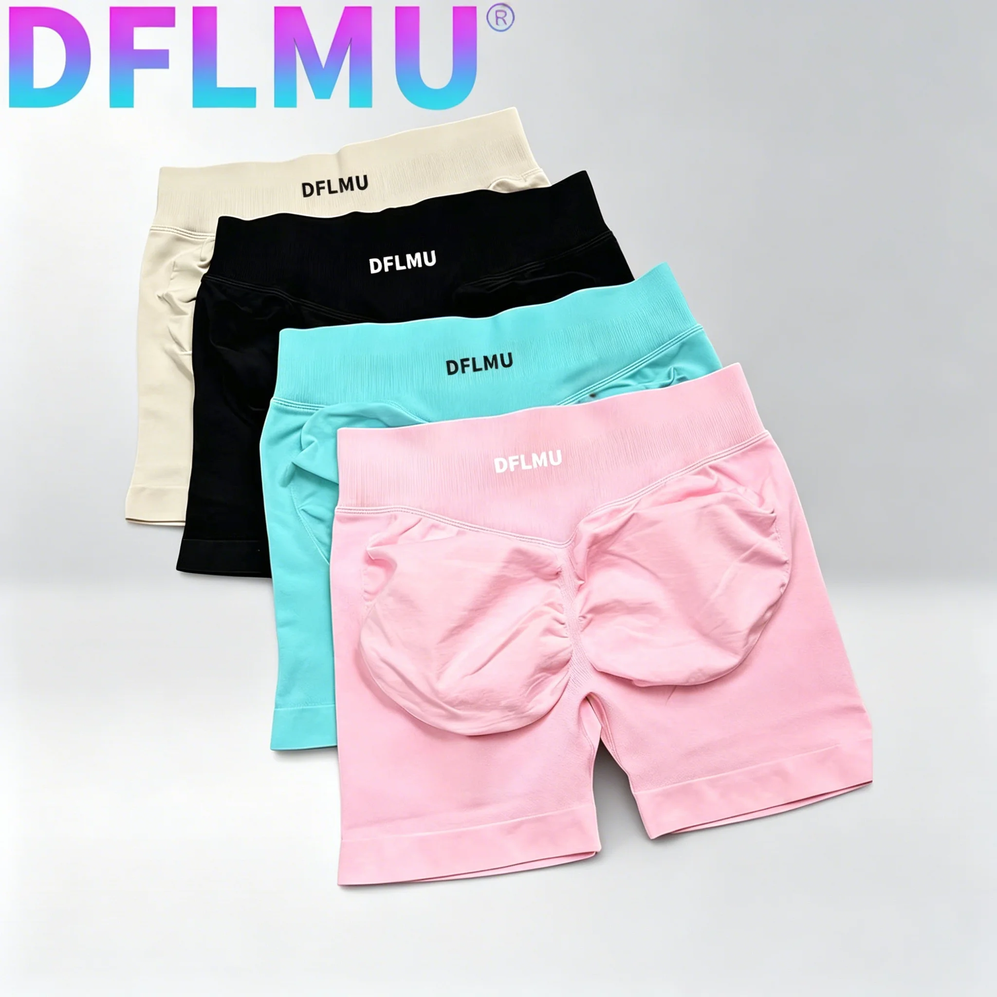 

Женские бесшовные шорты для йоги с высокой талией DFLMU, шорты для тренировок с эффектом подтяжки ягодиц, полосатые шорты для фитнеса, бега и велоспорта