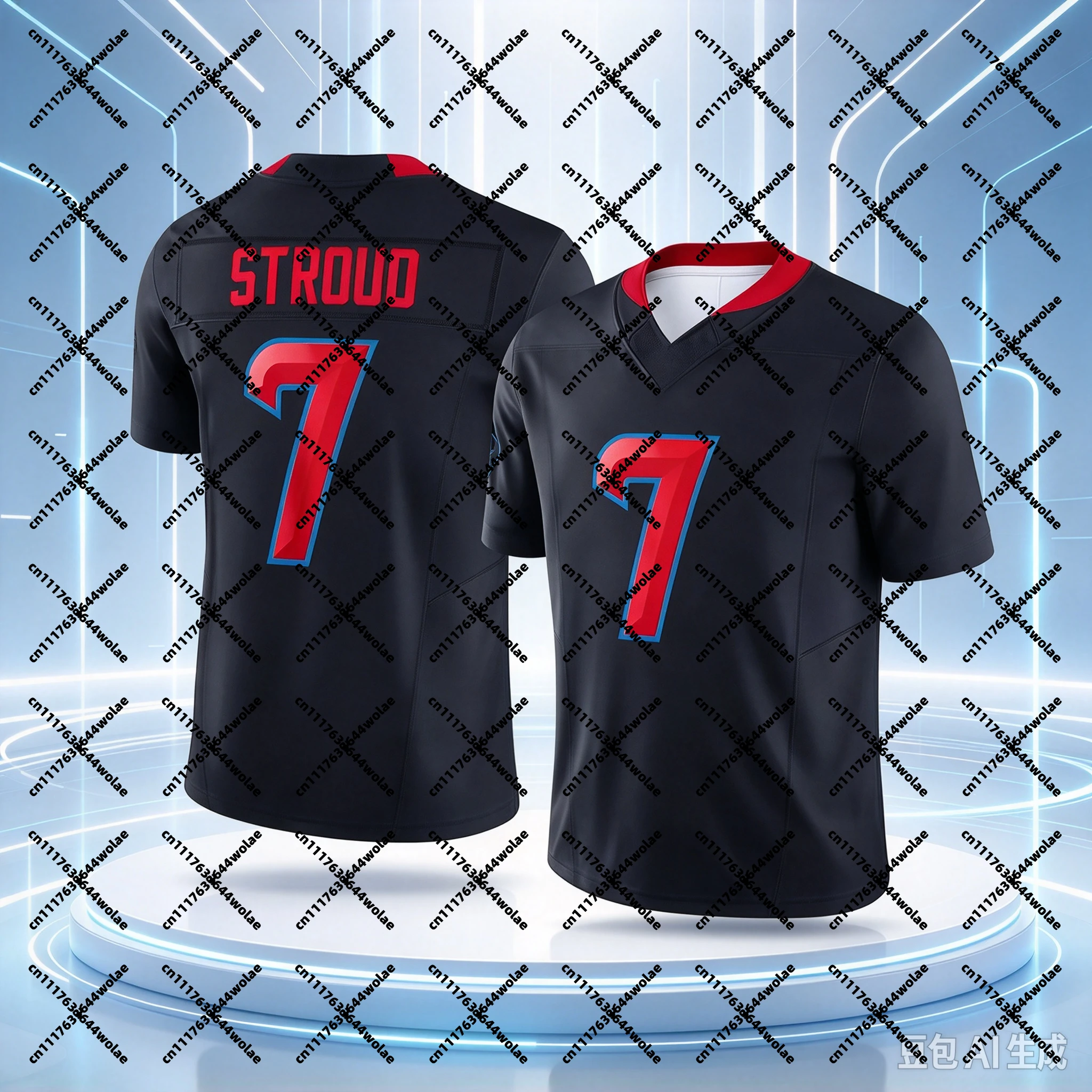 New Men #7  Football Jersey Quick Dry V‑Neck Short Sleeve Fan Sport Training Tops Adult Youth Boys Family Matching