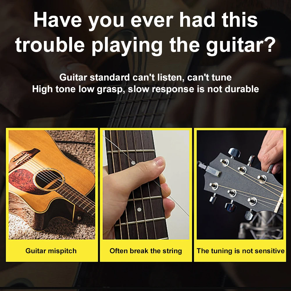 Clip-On Tuner Foldable Rotatable Digital Electronic Tuner Acoustic Guitar Tuner for Bass Ukulele Chromatic Guitar Accessories