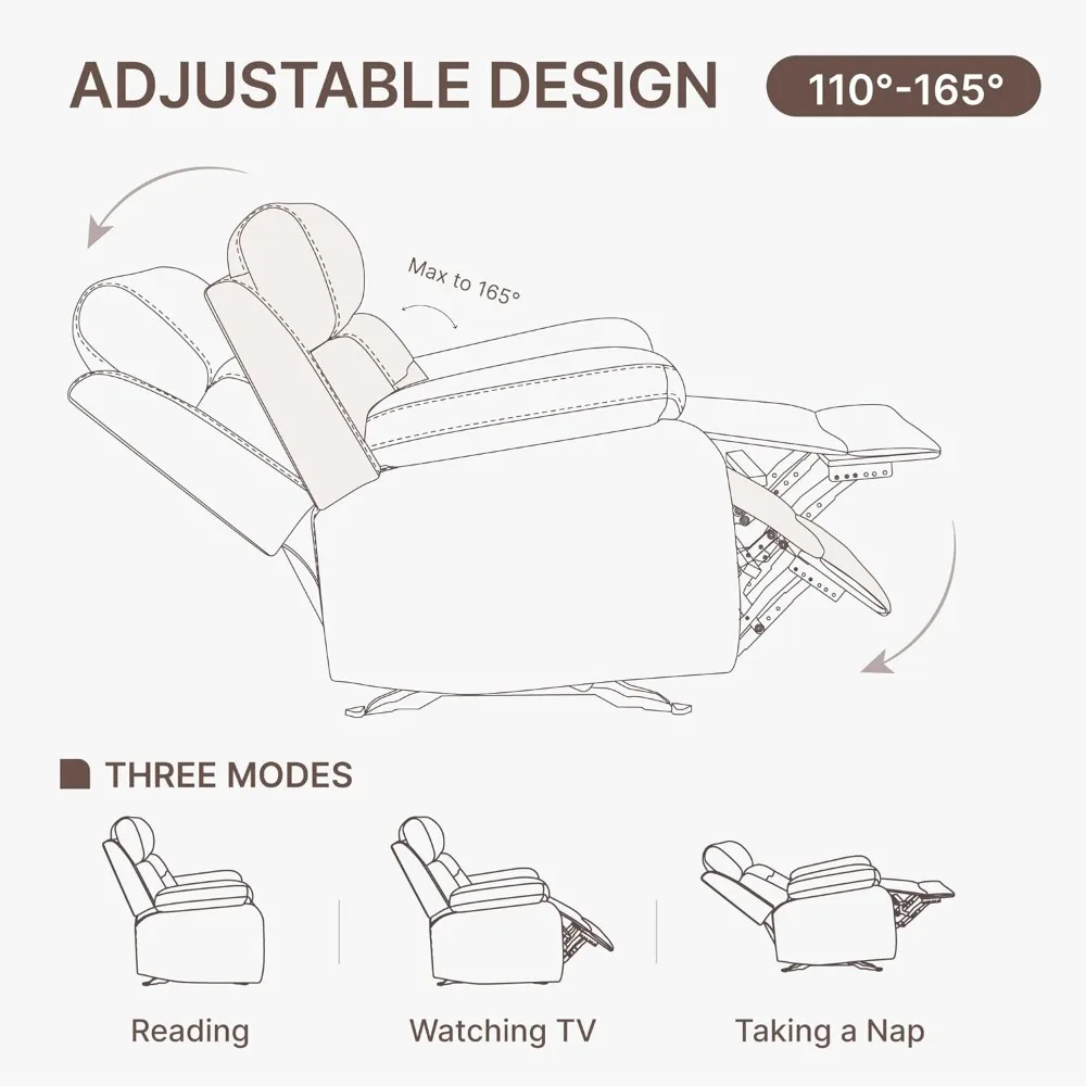 レザーリクライニングチェア、大人用マニュアルソファロッカー、リビングルーム、寝室、ホームシアターの座席に最適な、アームレストがたっぷりと詰め込まれています。