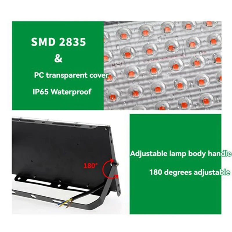 식물 LED 성장 램프 500W 전체 스펙트럼 식물 램프 온실 성장 조명 배선