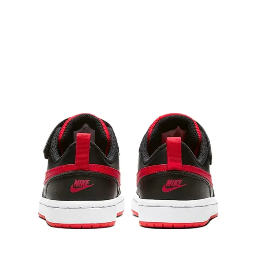 Nike-Baskets Basses 2 de la Série Court Borough, Noir et Rouge, Style Enfant