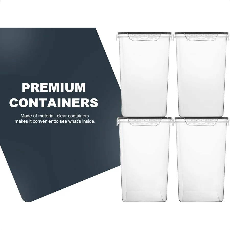 M mcirco recipientes de armazenamento de alimentos extra grandes, 7qt, 6,5l, 220oz de altura, largura profunda, 4 peças, plástico hermético, cozinha, despensa, armazenamento
