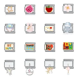 Fashion Heart Star Flowers Animals Italian Charm Links Stainless Steel Fit 9mm Bracelet Jewelry DIY Making Gifts Wholesale