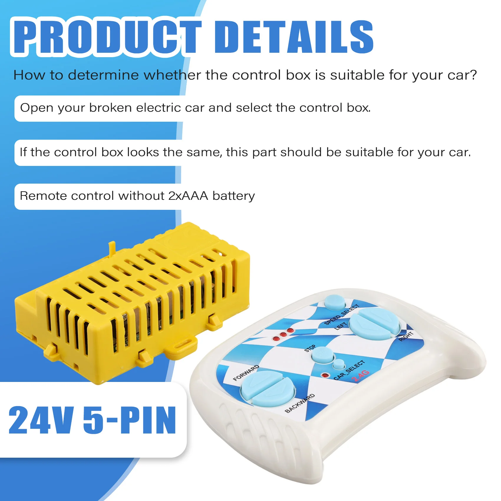 

A13Q-Upgrade Children Electric Car With 24V Control Box Receiver 2.4G Transmitter For F150 Electric Car