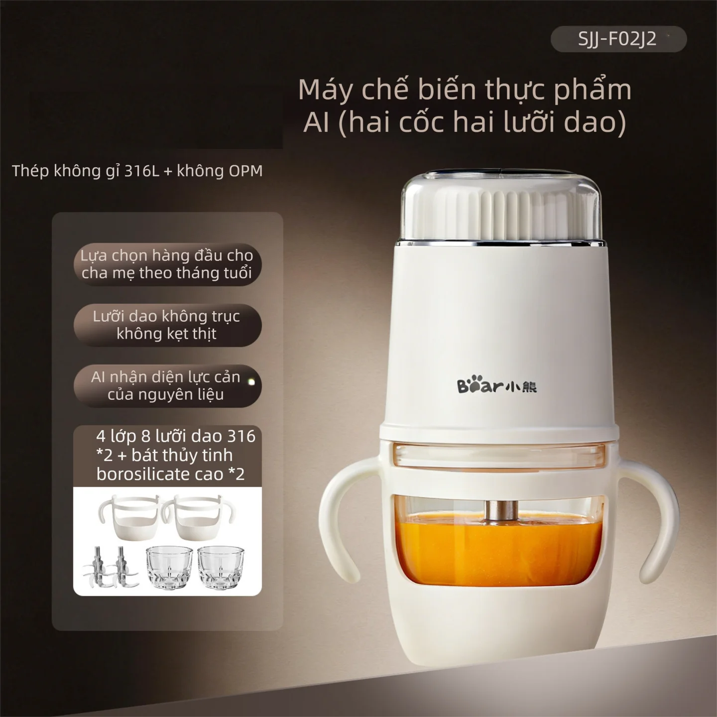 Bear | Máy Xay Thực Phẩm Đa Năng Tạo Nghiền Làm Quà