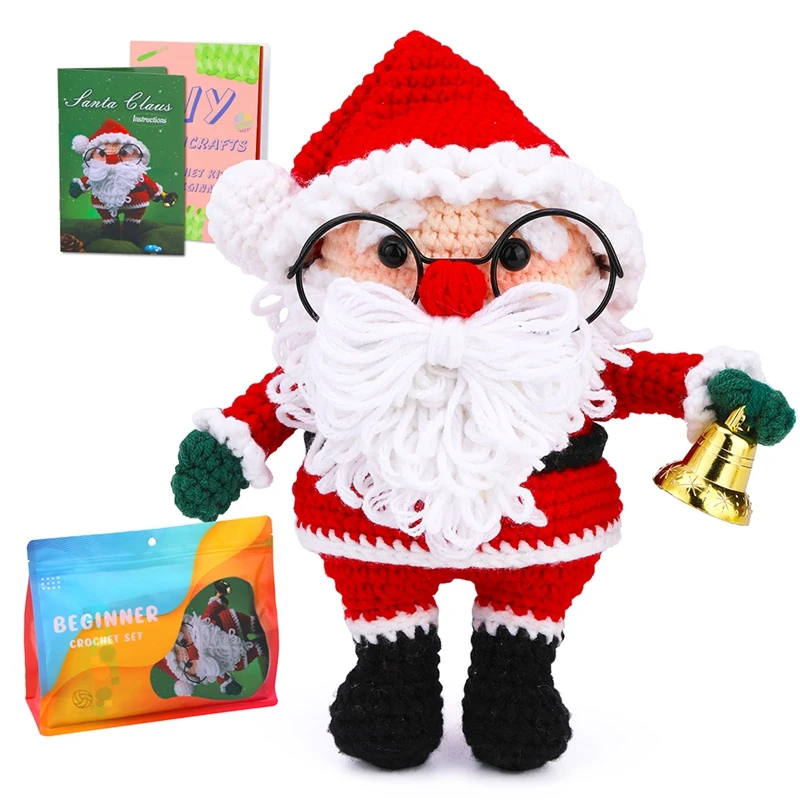 Christmas Decorations Christmas DIY Crochet Kit With Knitting Yarn Needles Plush Doll Easy Durable Easy Install