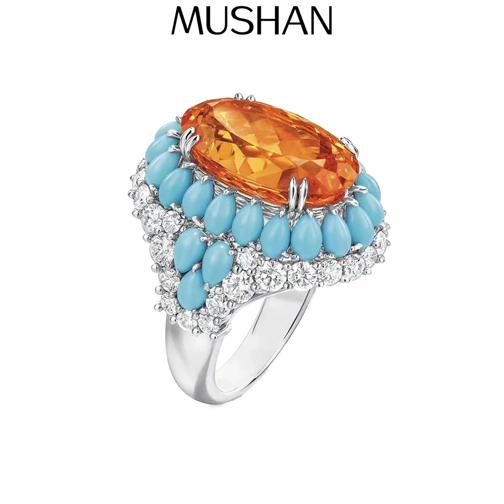 

MuShan Jewelry 925 Sterling Silver Ring 5A CZ Gemstones High Carbon Diamond Luxury Stylish 925 Sterling Silver Ring Accessories