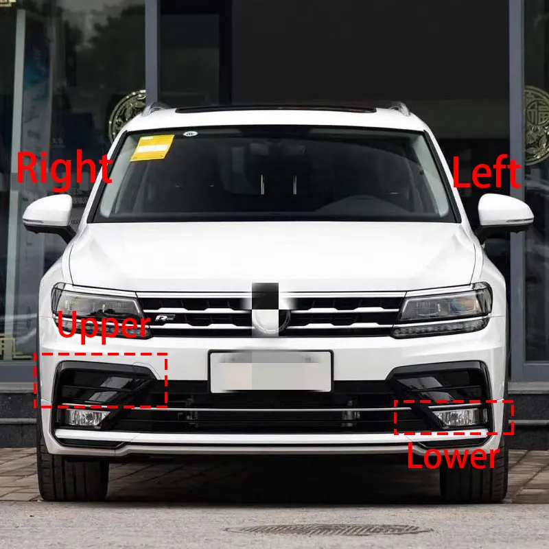 Car Front Bumper For VW Tiguan R-Line 2017 2018 2019 Fog Lamp Molding Bezel Upper Lower Fog Lamp Bezel 5NA853666D 5NA853665D