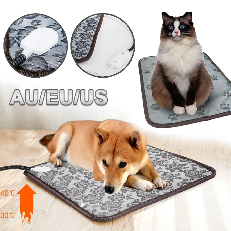 

Electric Dog Heating Pad Adjustable Temperature Waterproof Bite Proof Wear Resistant Pet Bed Sleeping Supplies US AU EU Plug