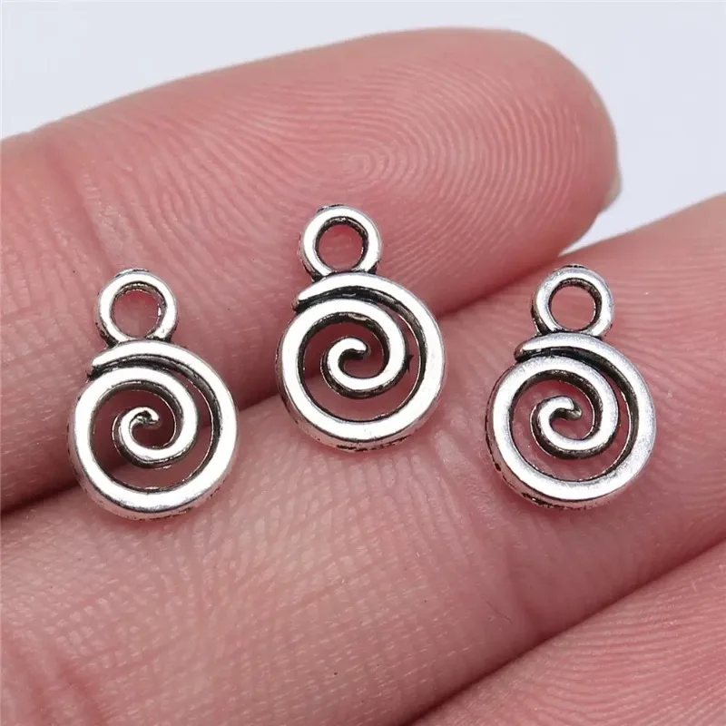 520 Stück antiksilberfarbene Spiral-Anhänger, 11 x 8 mm, DIY-Armbänder, Schmuckherstellung # 4368 – Detail 1