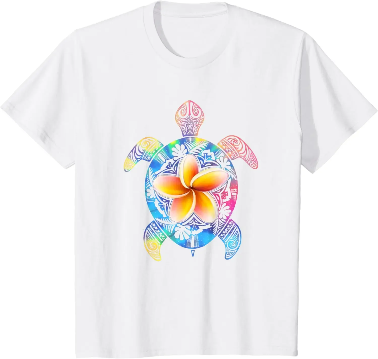 하와이안 타이 염색 바다거북 하와이 셔츠 남성용 및 여성용 코튼 티셔츠