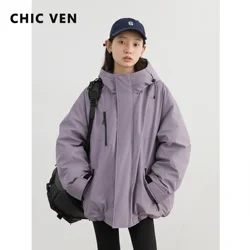 CHIC VEN-Chaqueta de plumón para mujer, abrigo deportivo holgado con cuello levantado y capucha de plumón de pato blanco 90, ropa femenina de invierno 2024