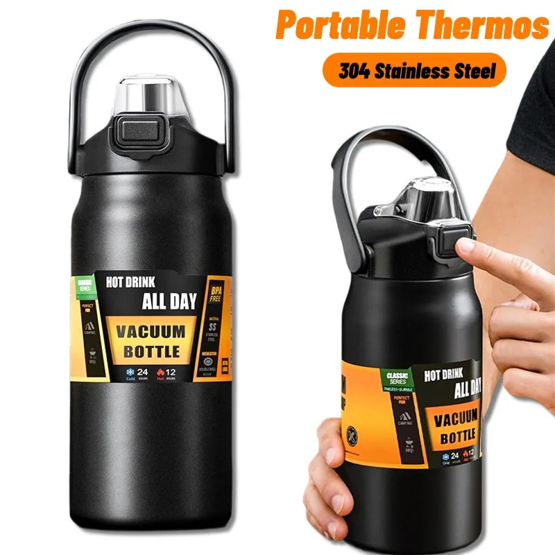 304 Stainless Steel Thermal Mug Portable Thermos with Straw Tumbler Coffee Cup Sports Vacuum Flasks Cold and Hot Water Bottle