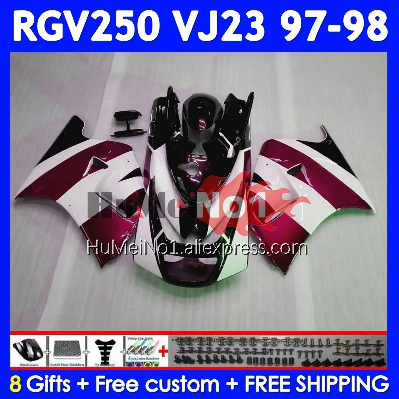 Bodys Kit For SUZUKI RGVT250 SAPC RGV 250 VJ23 97-98 110No.131 RGV-250 VJ 23 Wine red RGVT-250 RGV250 97 98 1997 1998 Fairing