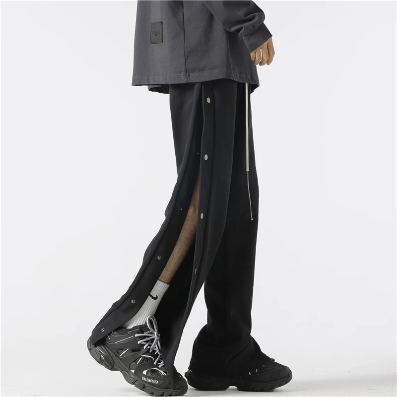 

Bla Casual Button down Sports Pants for Men Spring Autumn New Trendy Brand Loose Fit Long Straight Leggings Cool Feeling