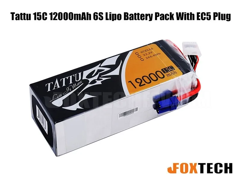 Tattu 15C 12000mAh 6S Lipo Battery Pack With EC5 Plug