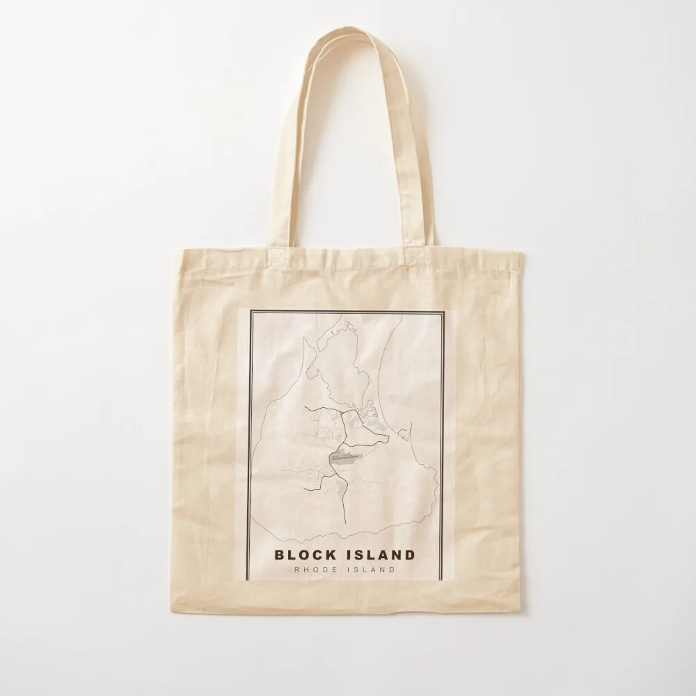 Block Island Map Tote Bag Shopping bags Women's handbag personalized tote screen Canvas