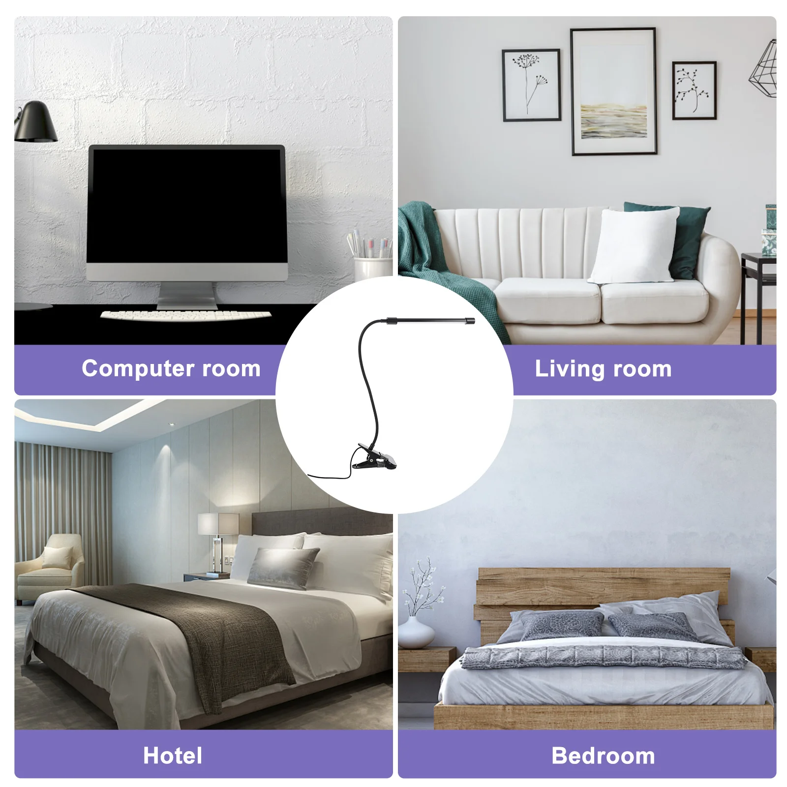 

USB Rechargeable Desk Aluminum Night Light LED Clamp Lamp for Bedroom Reading Table Lamp Simple Decorative Clip Light Warm Color