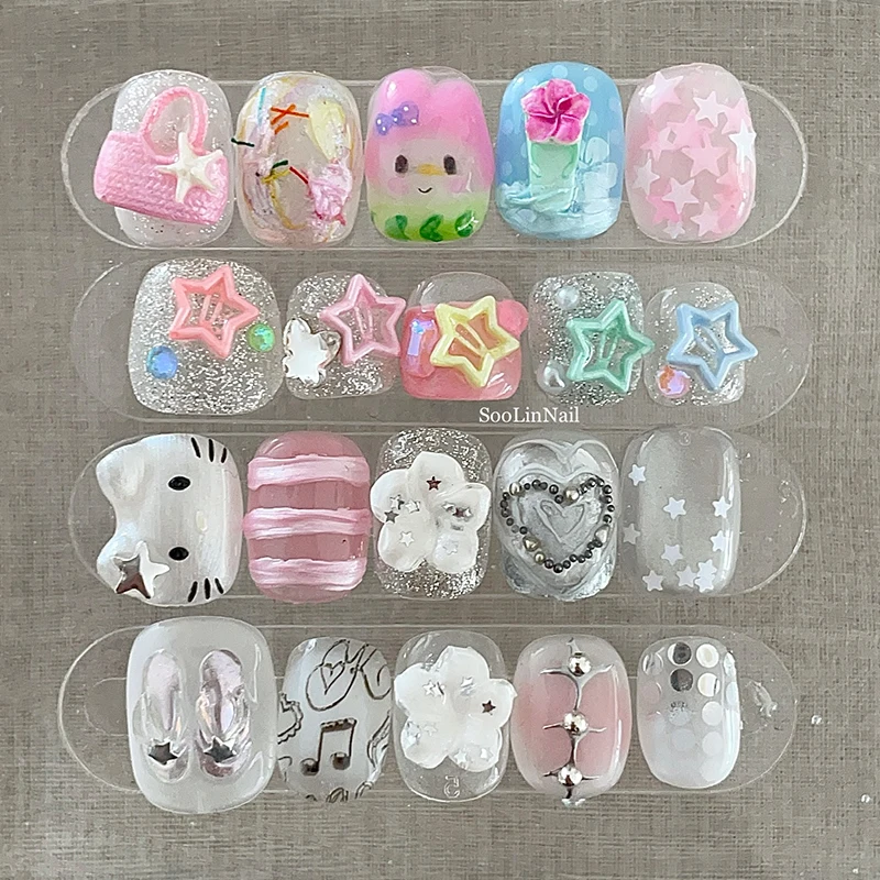 Plantillas lindas del arte del clavo de la joyería del arte del clavo del sombrero de paja de la flor del pato