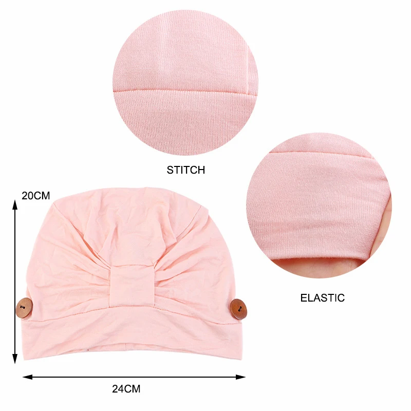 Casual Women Turban Head Wrap Hat with Button Headwear Headscarf Bonnet Inner Hijabs Cap Muslim Hijab Chemo Hats Turbantes Caps