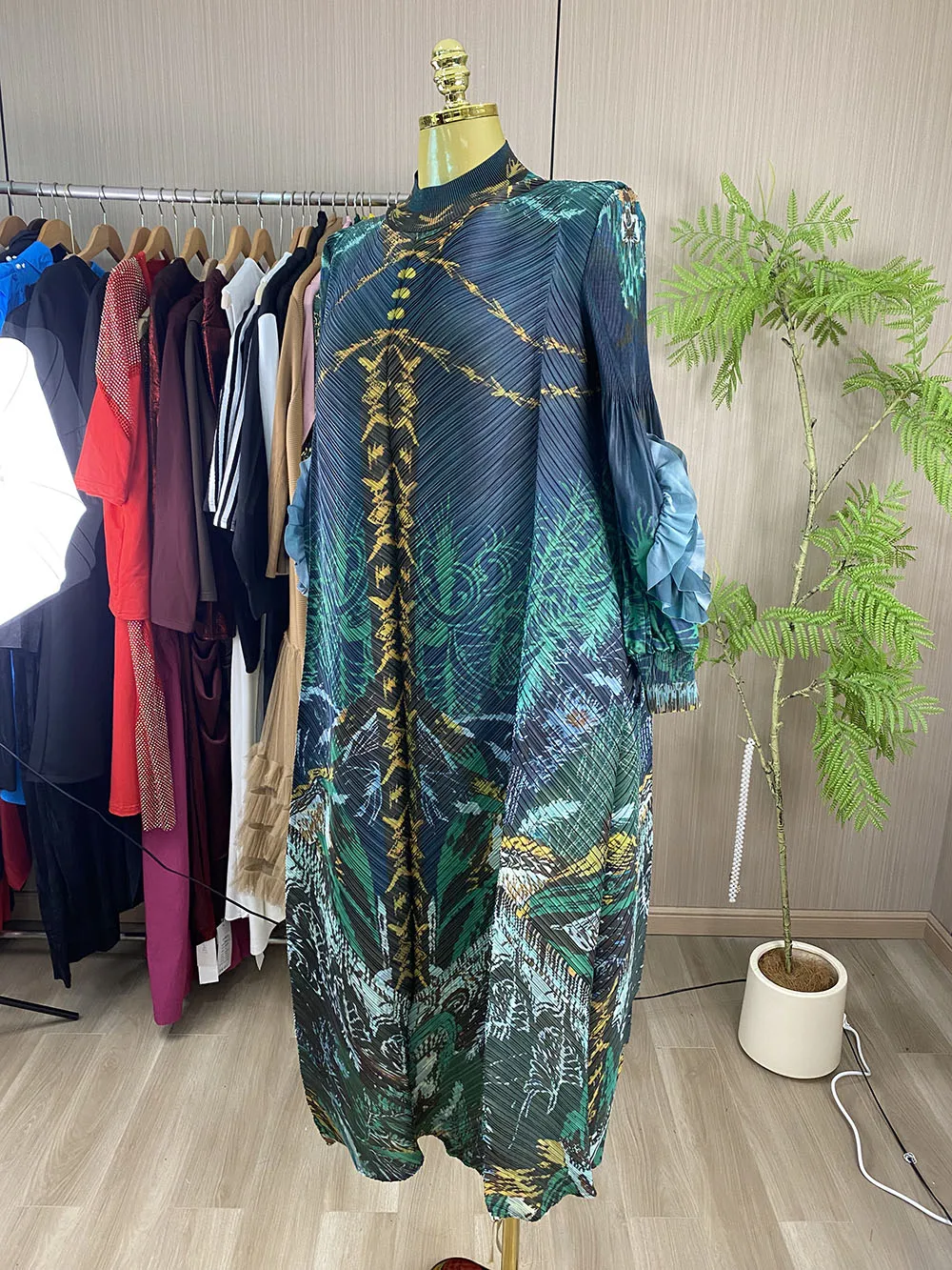 Women's Long Vintage-Style Dress – Unique Floral Design, Wrinkle-Resistant, Casual & Loose Fit-GZXX1094