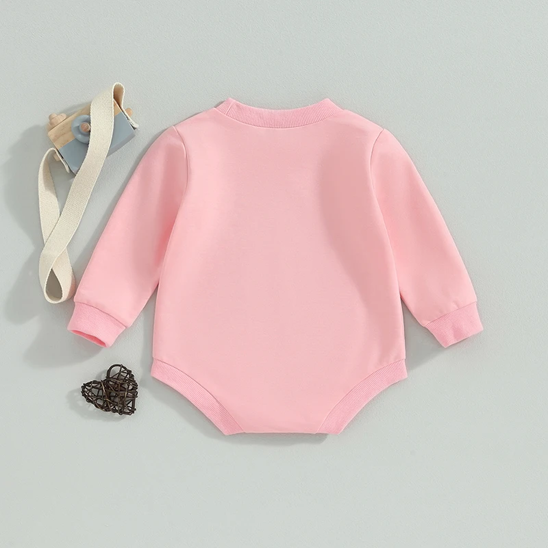 

Baby Girls Valentines Outfits Long Sleeve Letters Print Heart Pattern Sweatshirt Romper Infant Spring Clothes