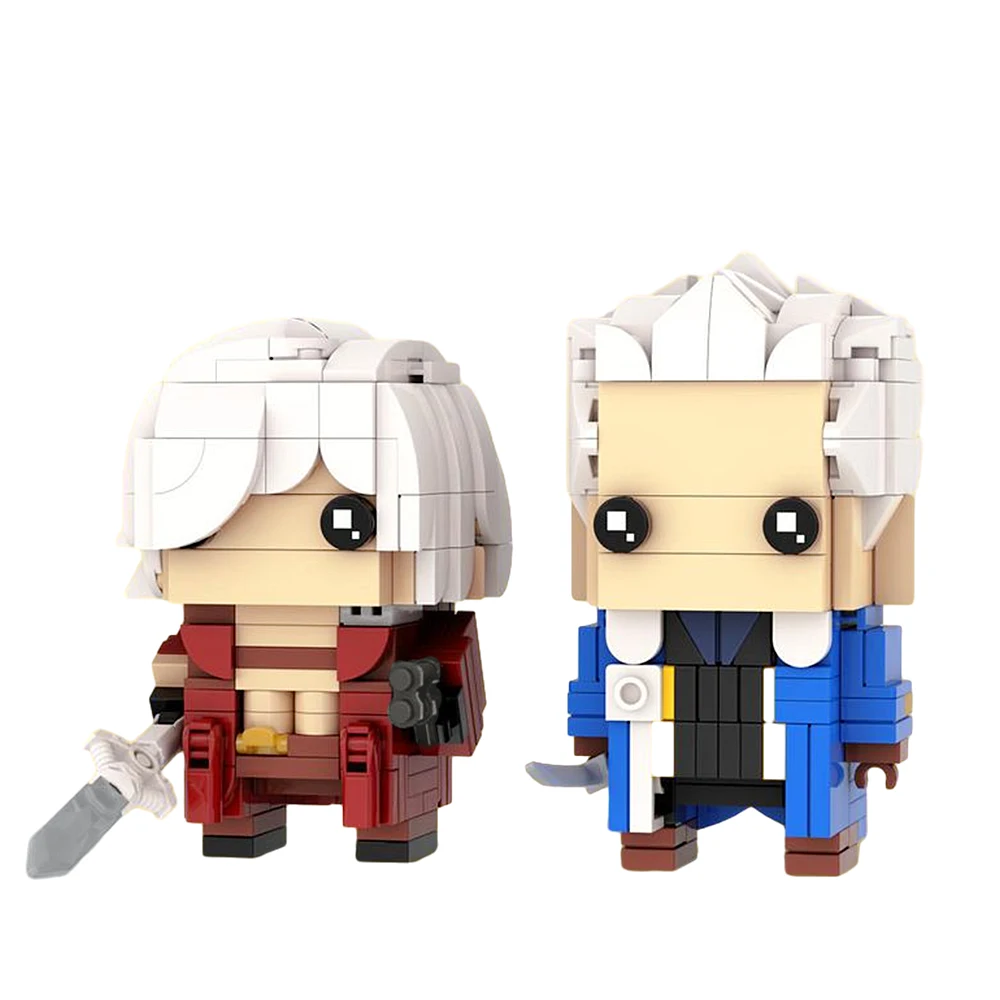 Gobricks MOC Dante & Vergil Brickheadz Model Bricks Devil May Cry Building Blocks Set Educational Toys For Birthday Gift