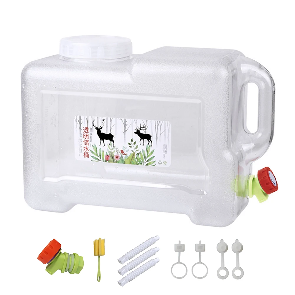 12L Portable Water Carrier Bucket W/ Spigot & Carry Handle Plastic Water Storage Carrier Set for Drinking Bathing Camping Hiking