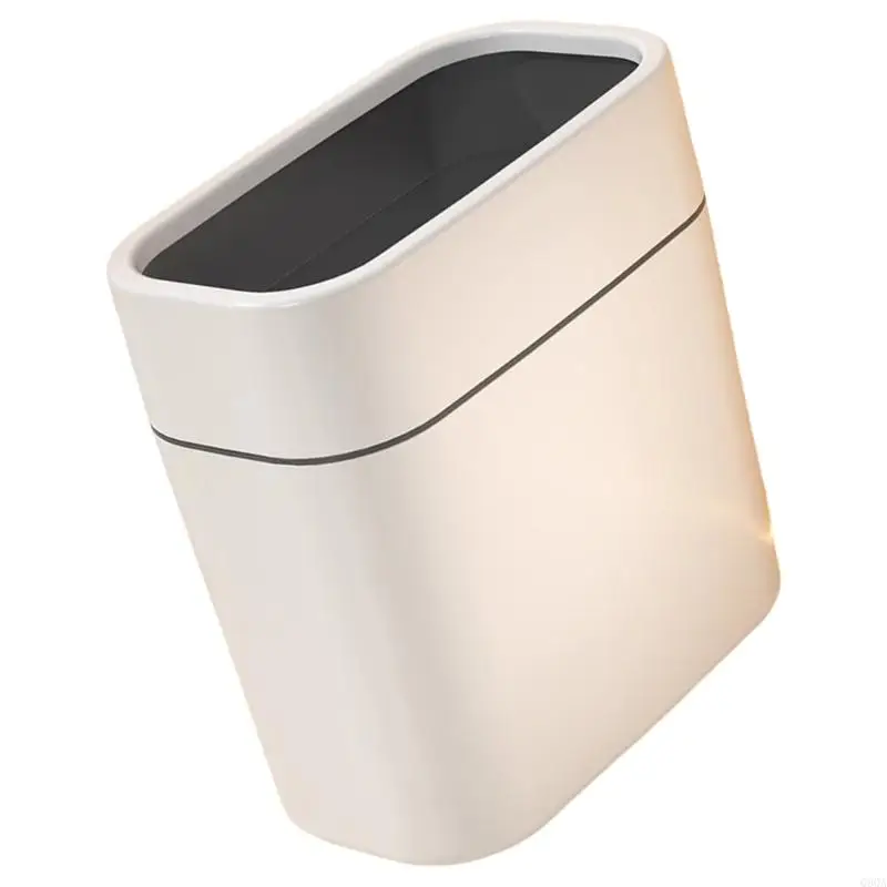 Q9QA Plastic Trash Bin Trash Can with Push Down Lid for Kitchen, Bedroom, Bathroom, Offices Space Waste Bin for Daily Use