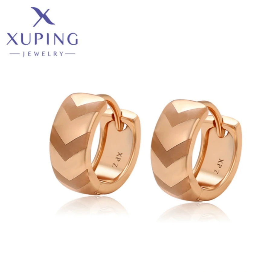 Xuping Jewelry Hot Sales Fashion Circle Shape No Stones Gold Color Hoops Earrings for Women Schoolgirl Classics Gift 14E2410306