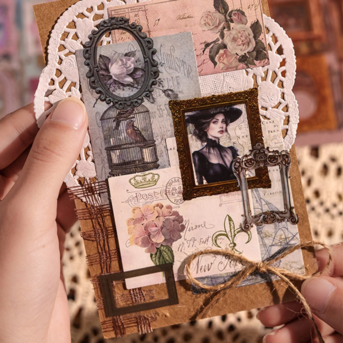 6 unids/set de pegatinas con patrón de borde vintage por paquete, adecuadas para álbumes de recortes y materiales de decoración de álbumes