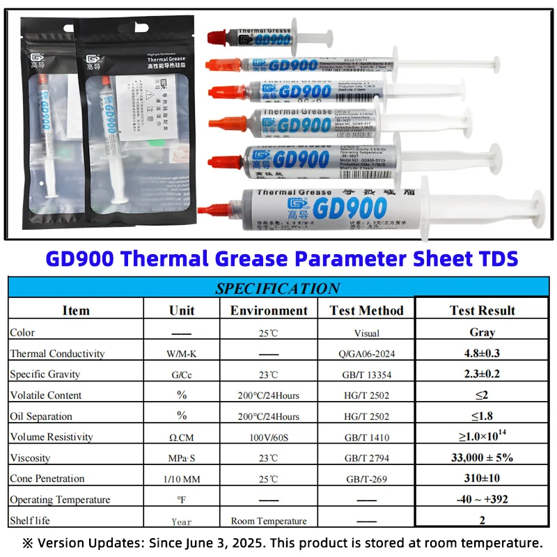 Net Weight 1/3/7/15/30 Grams High Performance GD900 Thermal Conductive Grease Paste Plaster Heat Sink Compound for CPU GPU SSY
