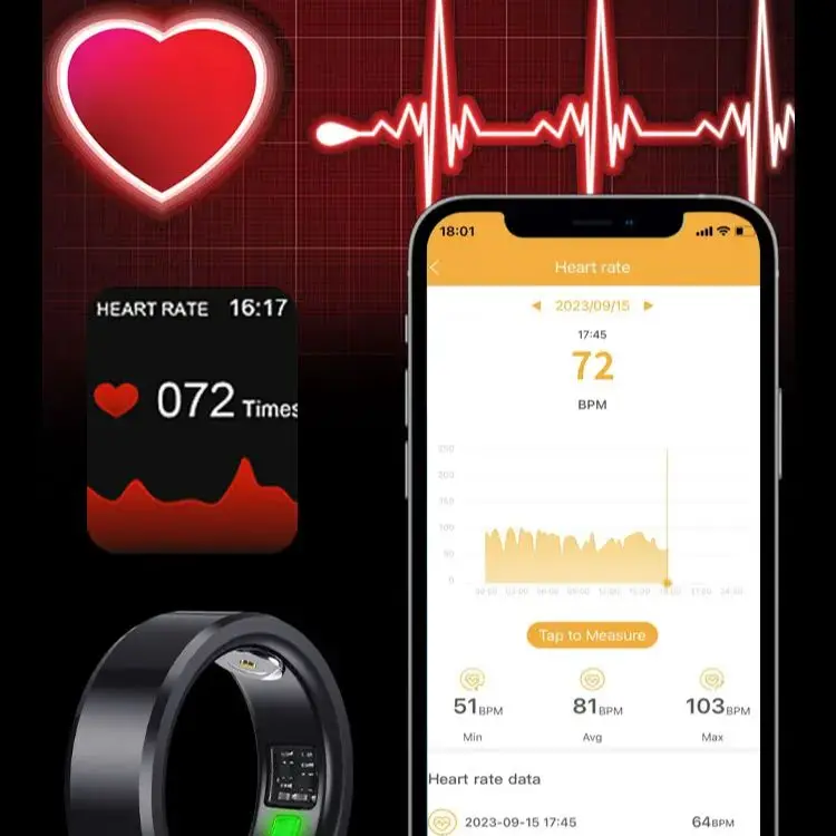 Nuovo Smart Ring Activity Tracker ossigeno nel sangue pressione sanguigna cardiofrequenzimetro monitoraggio del sonno cuore impermeabile uomo donna dito intelligente