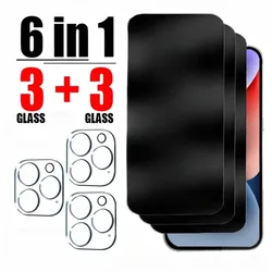 6IN1 Anti-Spy Glass Screen Protector For IPhone 16 13 12 14 15 11 Pro Max For iPhone 15 14 Plus 12 11 13 15 14 Pro Camera Glass